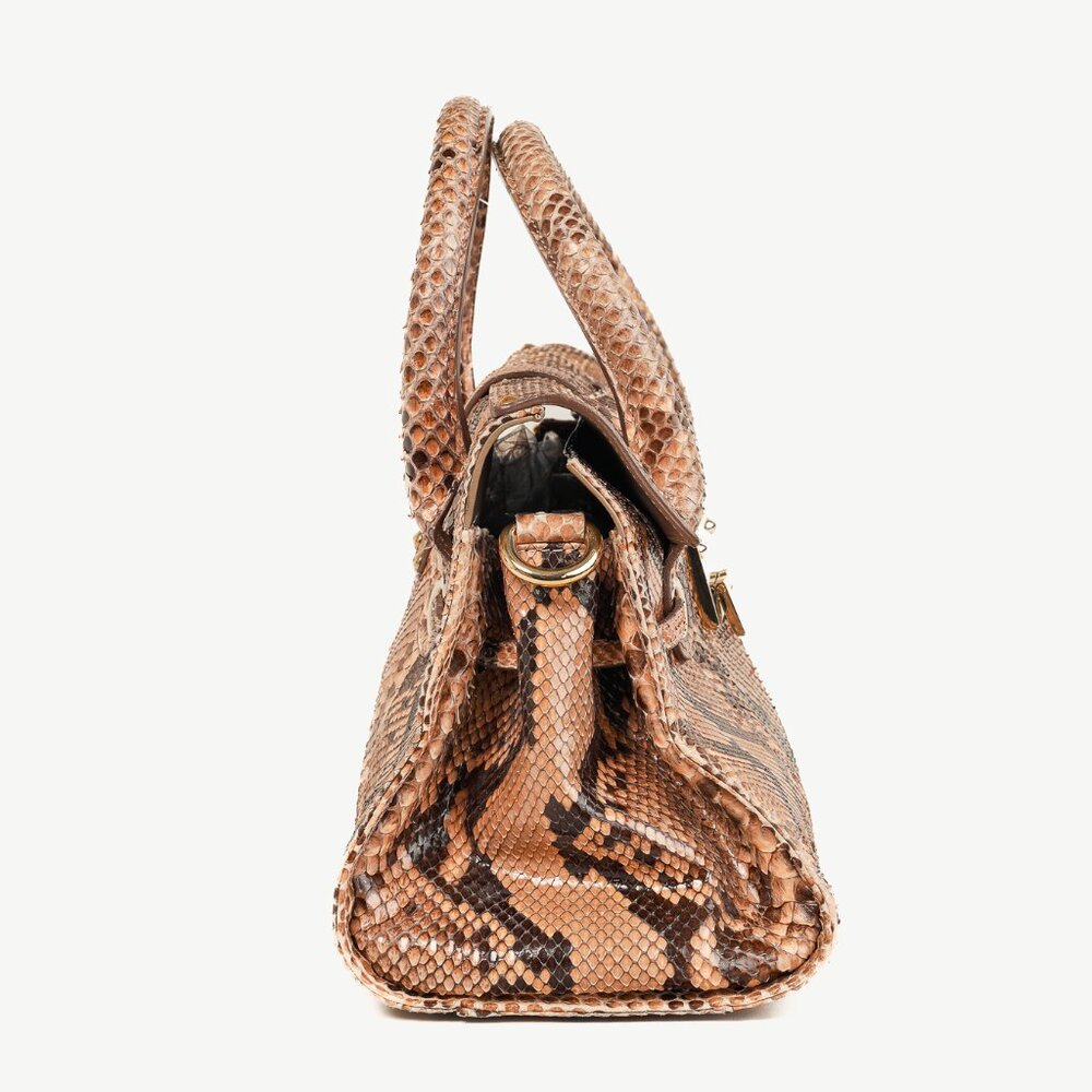 Jimmy Choo Rosalie Tan Python Flap Satchel - image 3